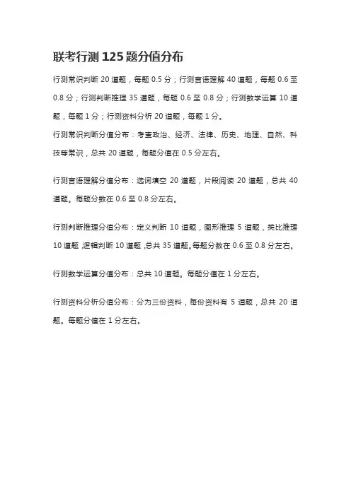 联考行测125题分值分布