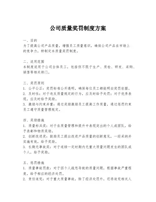 公司质量奖罚制度方案
