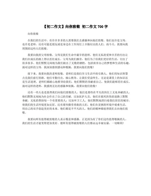 【初二作文】向你致敬 初二作文700字