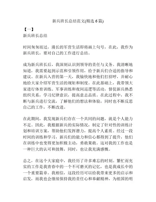 新兵班长总结范文(精选6篇)