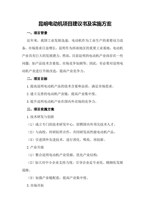 昆明电动机项目建议书及实施方案