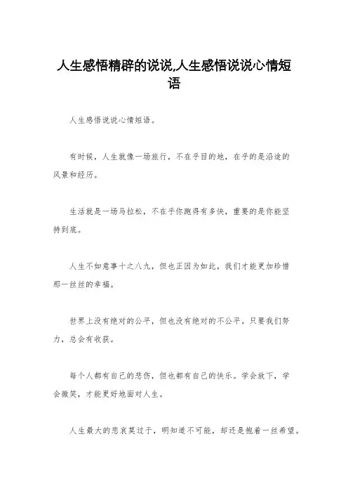 人生感悟精辟的说说,人生感悟说说心情短语