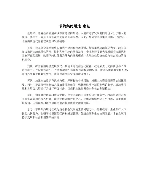 节约集约用地 意见