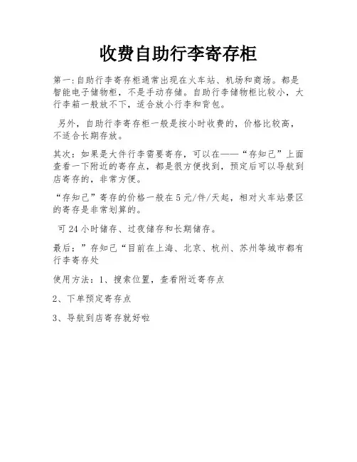 收费自助行李寄存柜