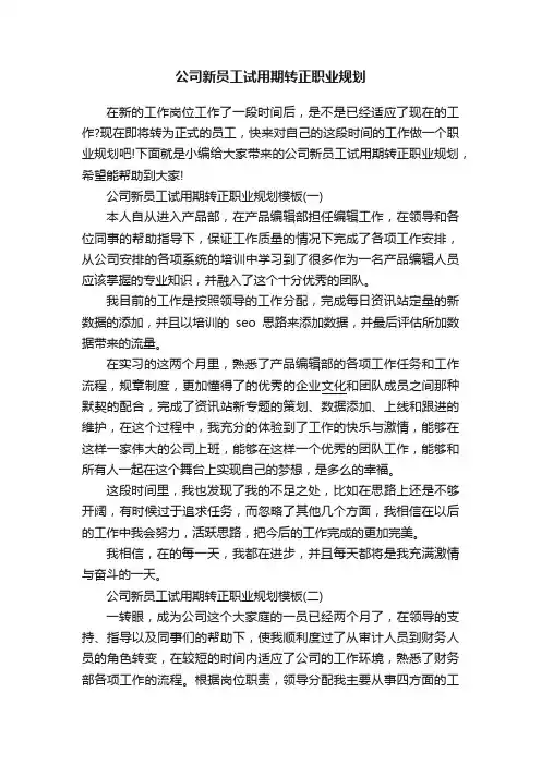 公司新员工试用期转正职业规划