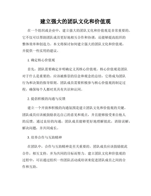 建立强大的团队文化和价值观