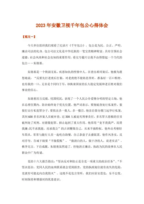 2023年安徽卫视千年包公心得体会
