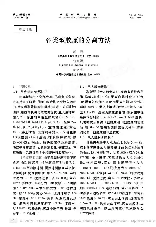 各类型胶原的分离方法