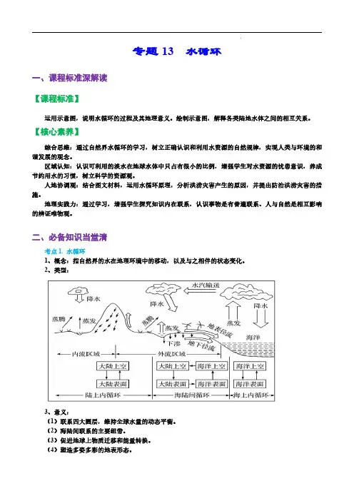 专题13 水循环(精品讲义)-备战2023地理一轮复习全考点精讲练(浙江)(解析版)
