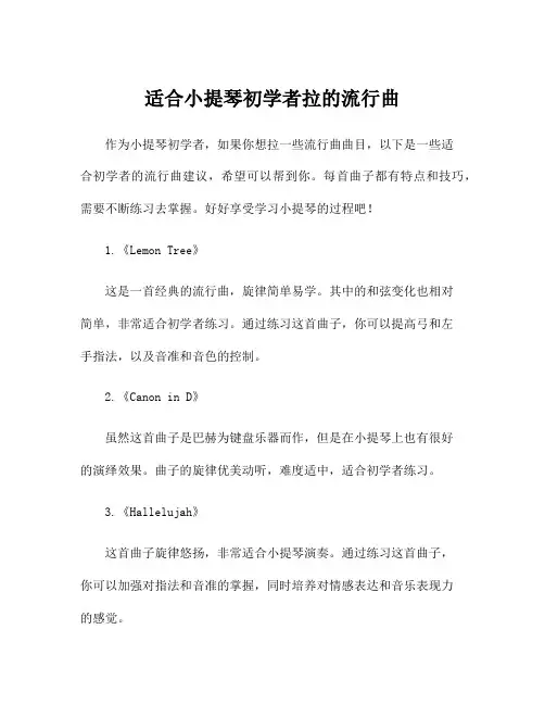 适合小提琴初学者拉的流行曲