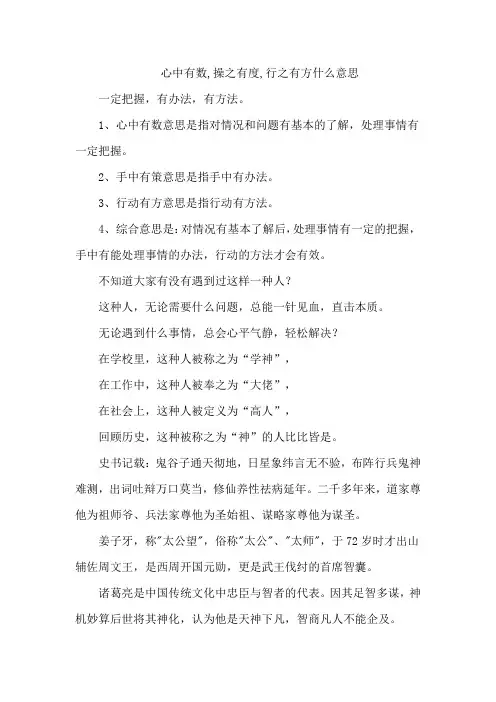 心中有数,操之有度,行之有方什么意思