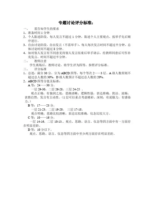 济南外国语推荐专题讨论评分标准