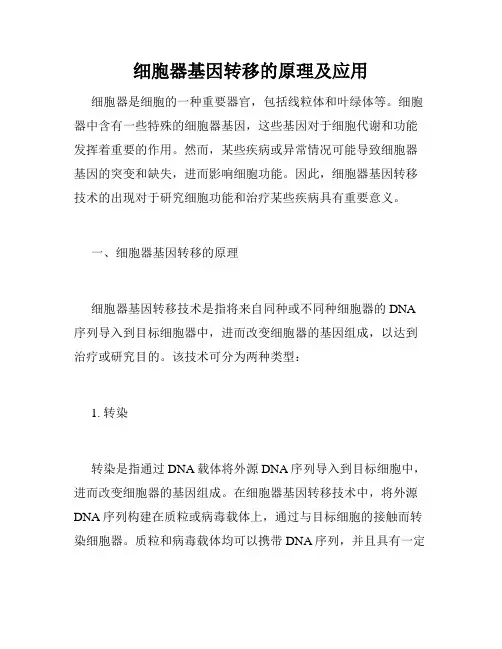 细胞器基因转移的原理及应用