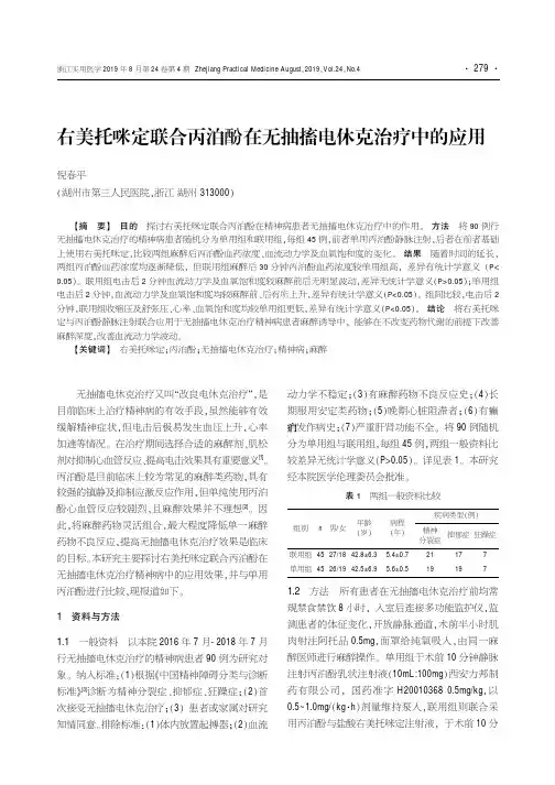 右美托咪定联合丙泊酚在无抽搐电休克治疗中的应用