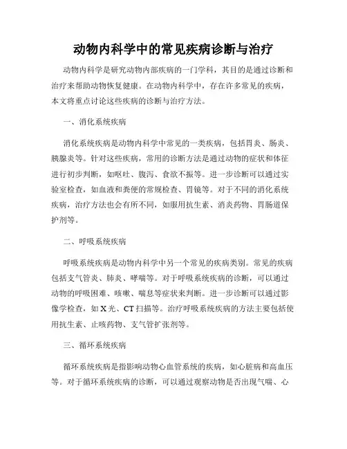 动物内科学中的常见疾病诊断与治疗