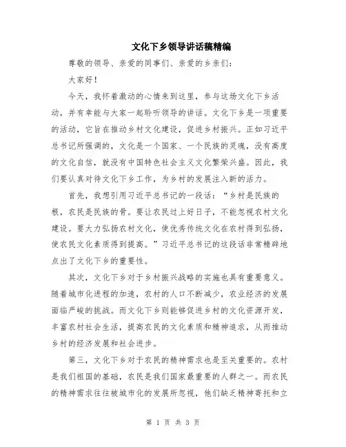 文化下乡领导讲话稿精编