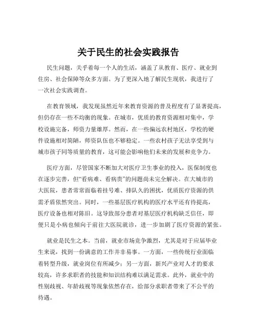关于民生的社会实践报告