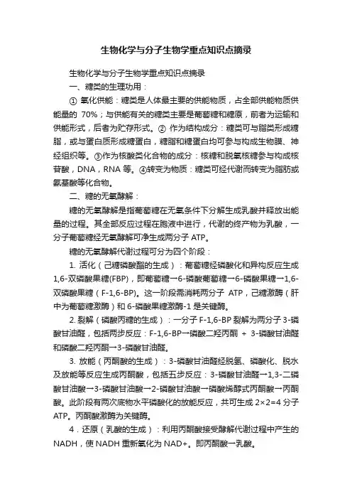 生物化学与分子生物学重点知识点摘录