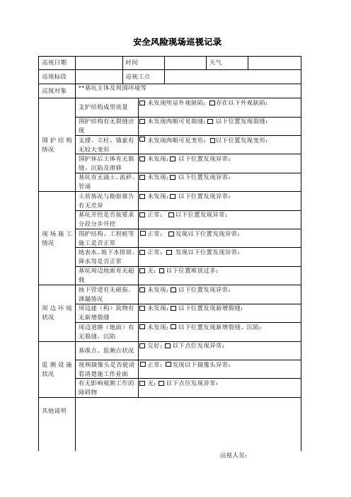 安全风险现场巡视记录表