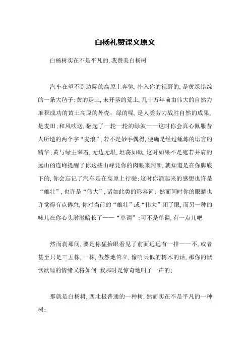 白杨礼赞课文原文