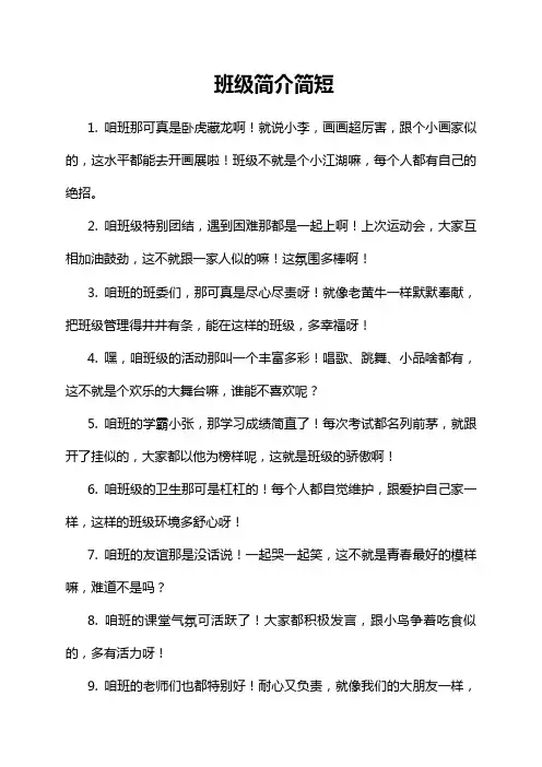班级简介简短