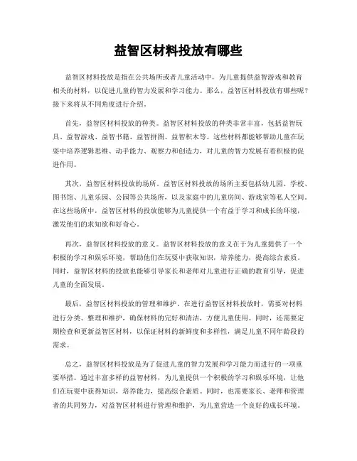 益智区材料投放有哪些