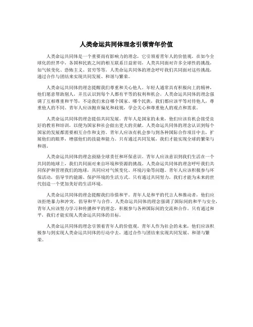 人类命运共同体理念引领青年价值