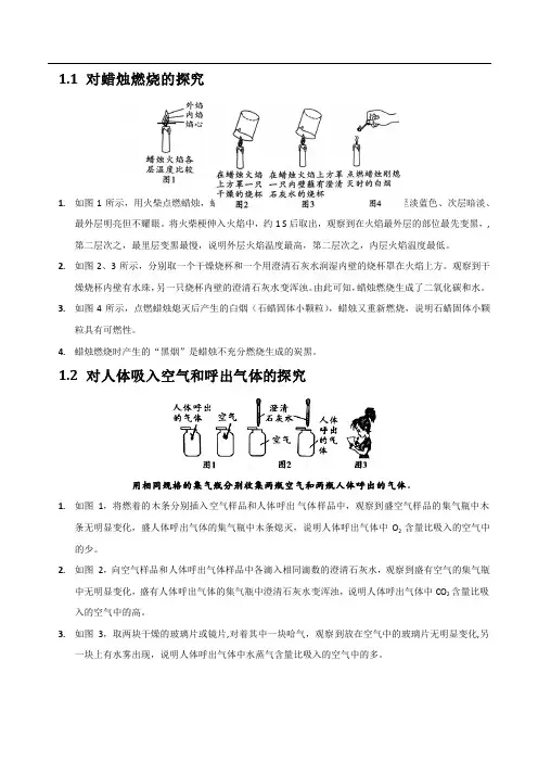 人教版中考化学一轮复习 教材实验基础知识总结