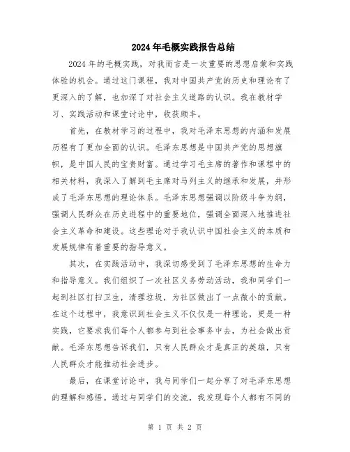 2024年毛概实践报告总结
