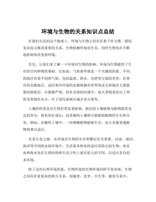 环境与生物的关系知识点总结