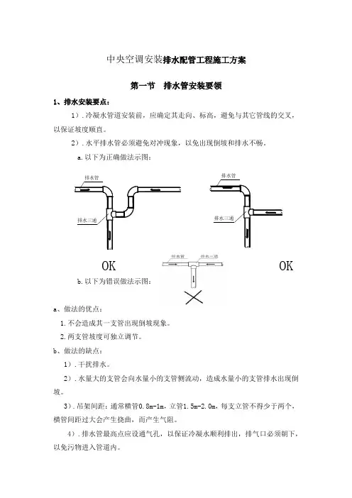 中央空调安装排水配管工程施工方案