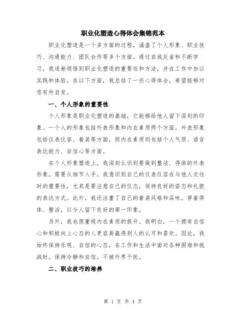 职业化塑造心得体会集锦范本