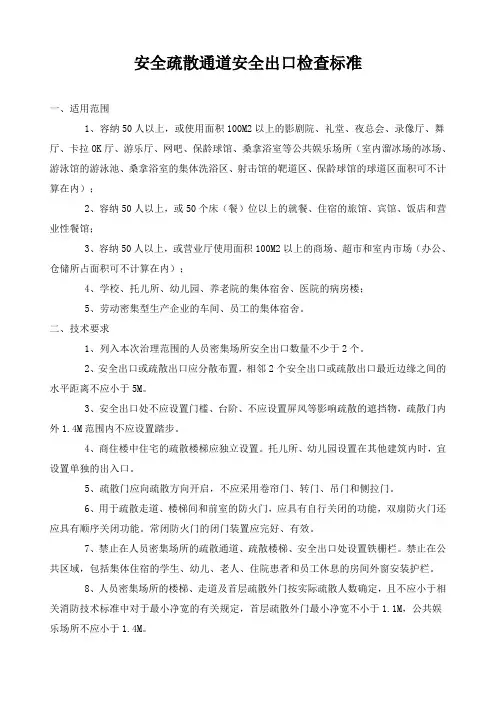 安全疏散通道安全出口检查标准