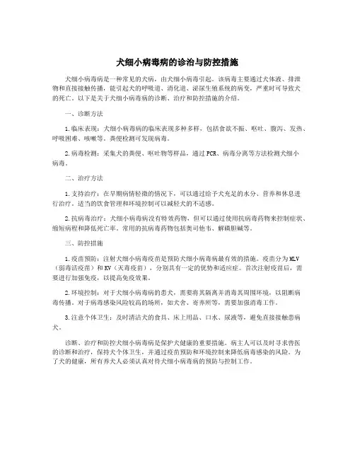 犬细小病毒病的诊治与防控措施