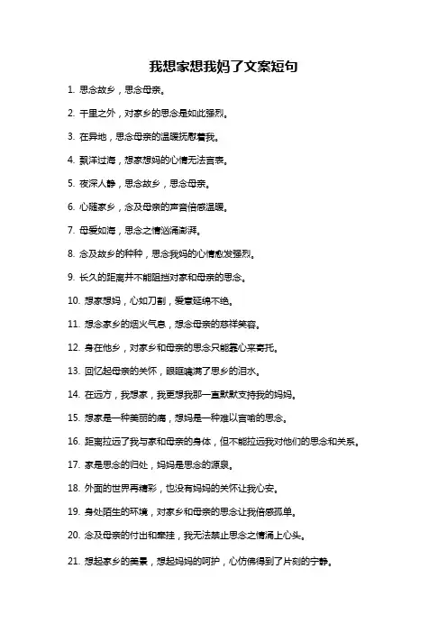 我想家想我妈了文案短句