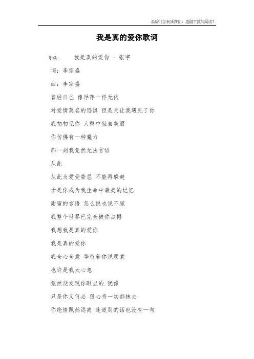 我是真的爱你歌词