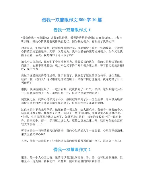 借我一双慧眼作文800字10篇