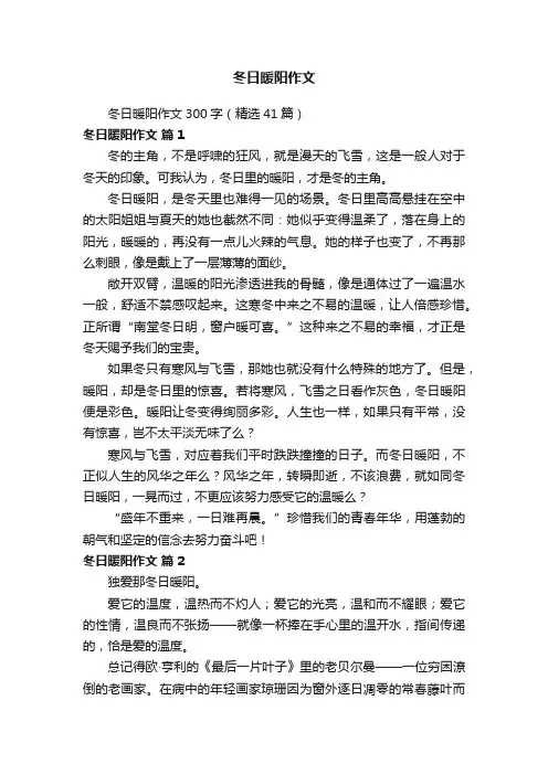 冬日暖阳作文300字（精选41篇）