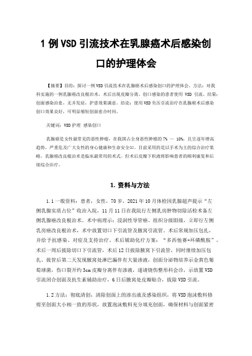 1例VSD引流技术在乳腺癌术后感染创口的护理体会