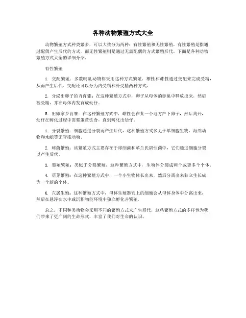 各种动物繁殖方式大全