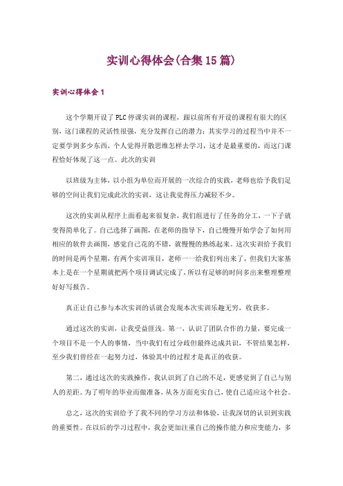 实训心得体会(合集15篇)