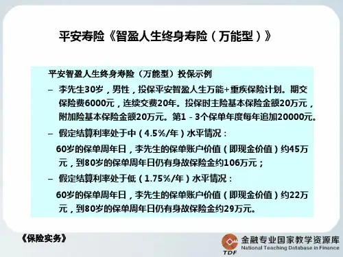 万能寿险(案例2：平安《智盈人生终身寿险(万能型)》).