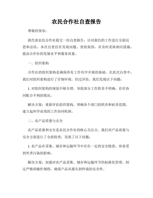 农民合作社自查报告