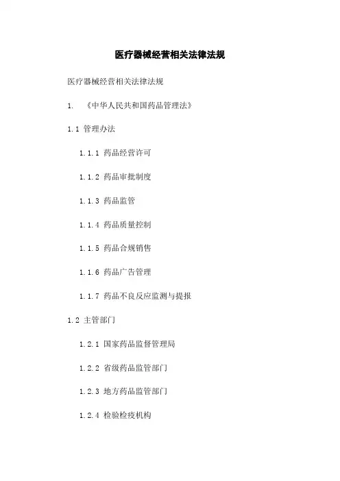 医疗器械经营相关法律法规