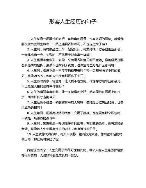 形容人生经历的句子