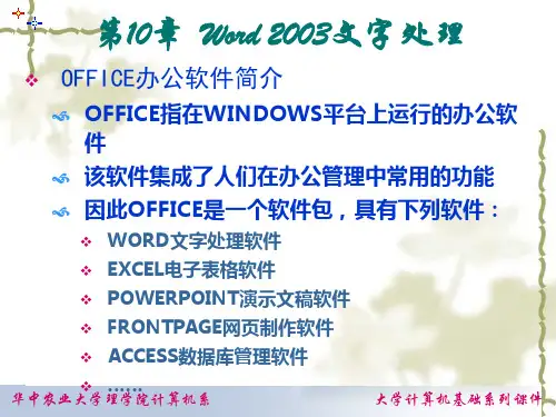 第10章  Word文字处理 大学计算机基础