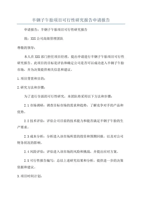 半钢子午胎项目可行性研究报告申请报告