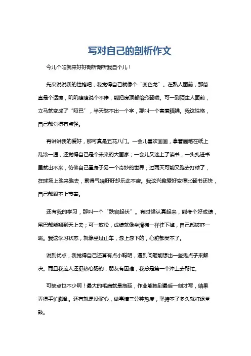 写对自己的剖析作文