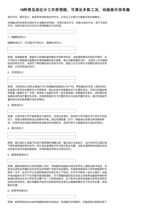 19种常见液位计工作原理图，可满足多数工况，动画展示很有趣