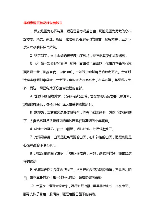 汤姆索亚历险记中的好句